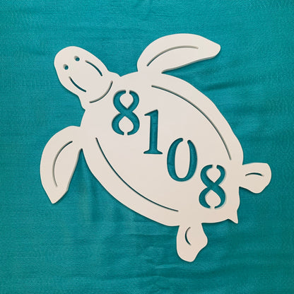 Turtle Address Plaque - Personalized Coastal Outdoor Sign