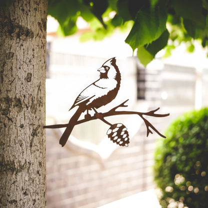 Corten Cardinal Tree Plug | Rusty Garden Decor | Weatherproof & Unique | Handmade Garden Ornament | Durable and Stylish Decor | Rustic Decor