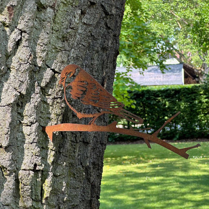 Rustic Swallow Tree Stake | Handcrafted Corten Steel Garden Décor | Perfect Gift for Nature Lovers | Outdoor Decoration | Grandma's Garden