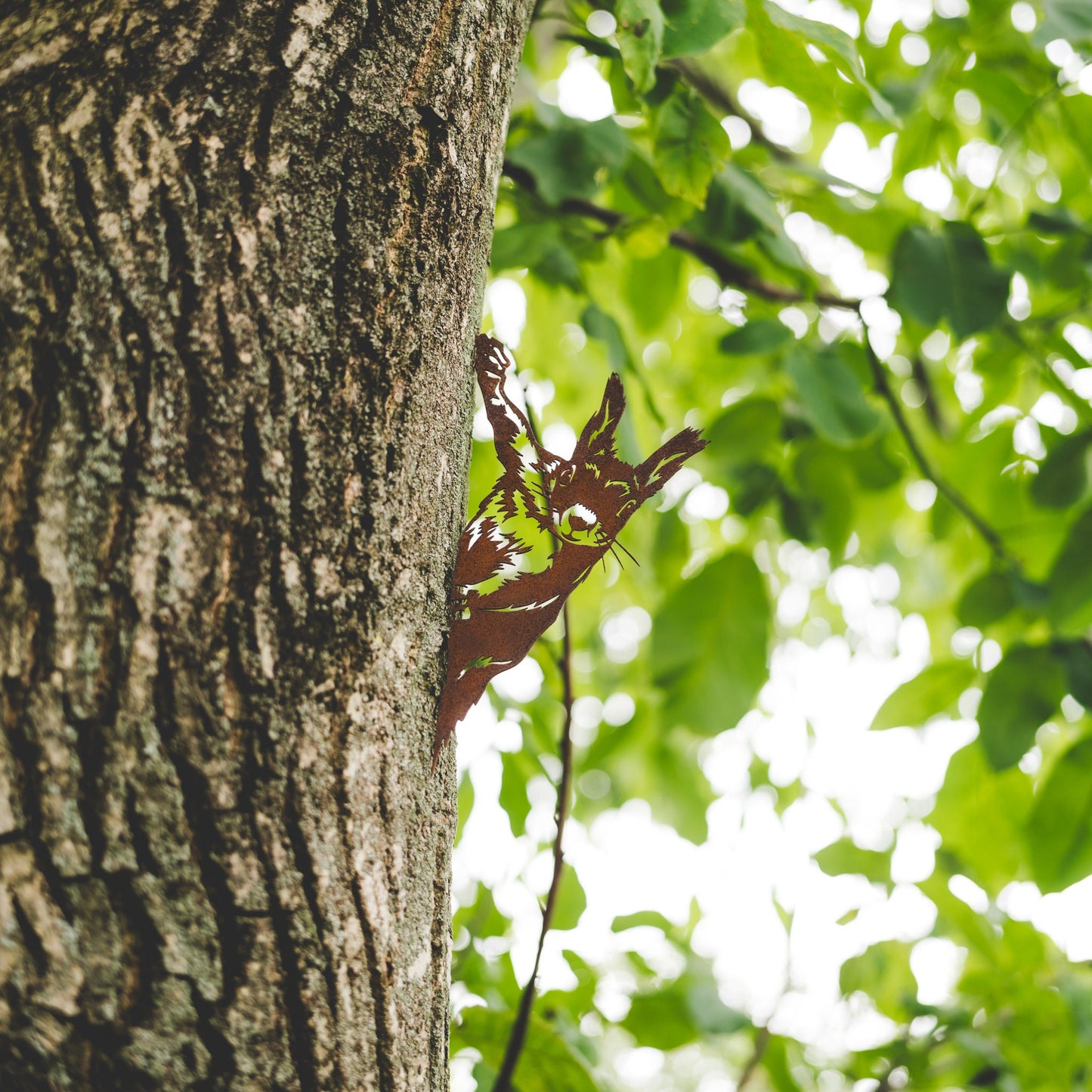 Hanging Squirrel Tree Decor | Handmade Corten Steel Garden Decoration | Gift for Nature Lovers | Rustic Charm | Garden Figurines for Grandma