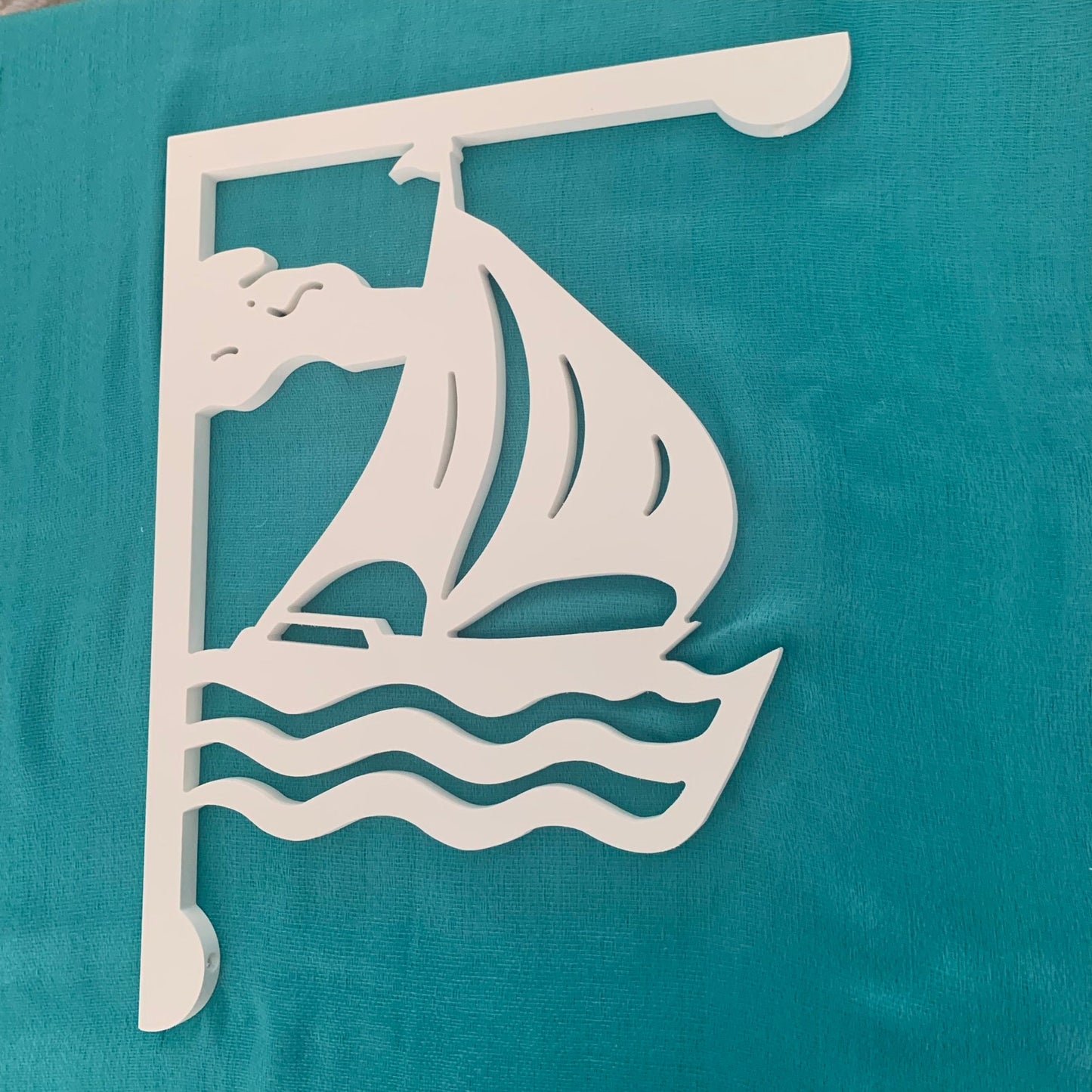 Sailboat Mailbox Bracket - Coastal Outdoor Decor, 12x16 inch