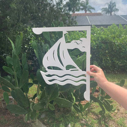 Sailboat Mailbox Bracket - Coastal Outdoor Decor, 12x16 inch