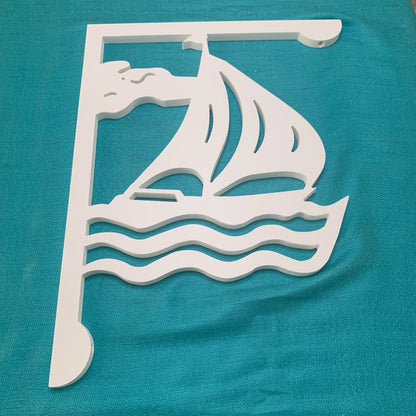 Sailboat Mailbox Bracket - Coastal Outdoor Decor, 12x16 inch