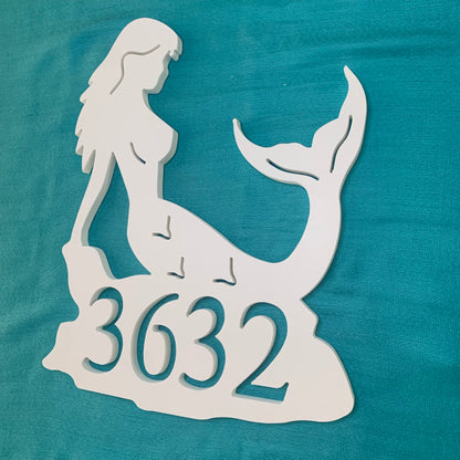 Mermaid Address Plaque - Coastal Outdoor Custom Sign