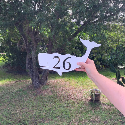 Whale Address Plaque - Coastal Outdoor Home Number Sign