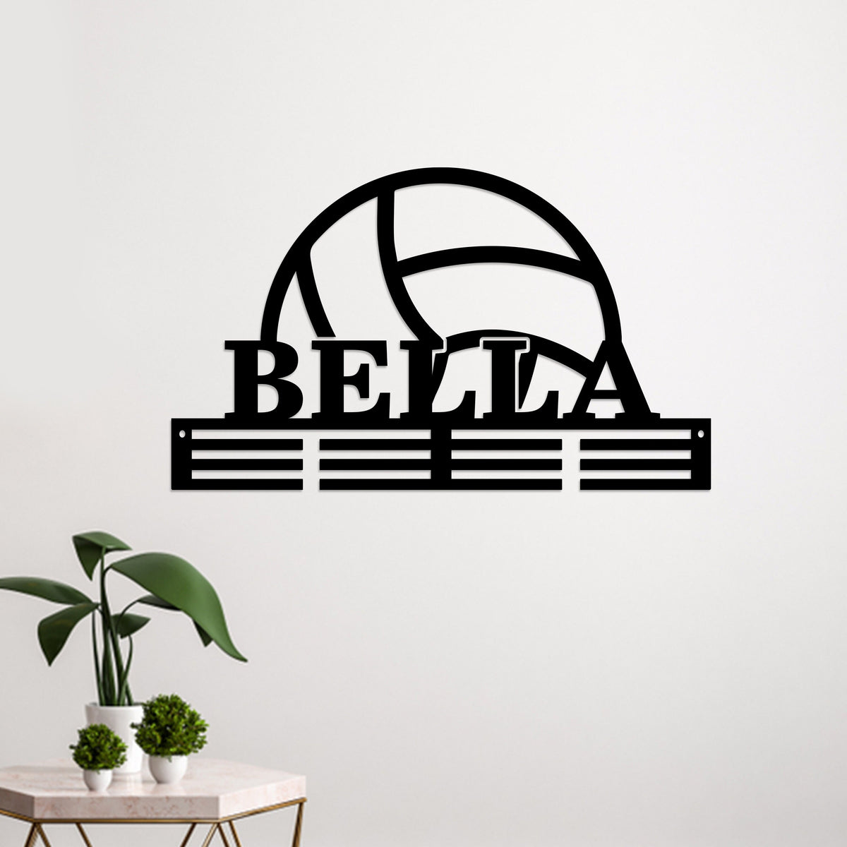 Personalized Volleyball Medal Holder, LED Name Sign, Kids Medal Hanger
