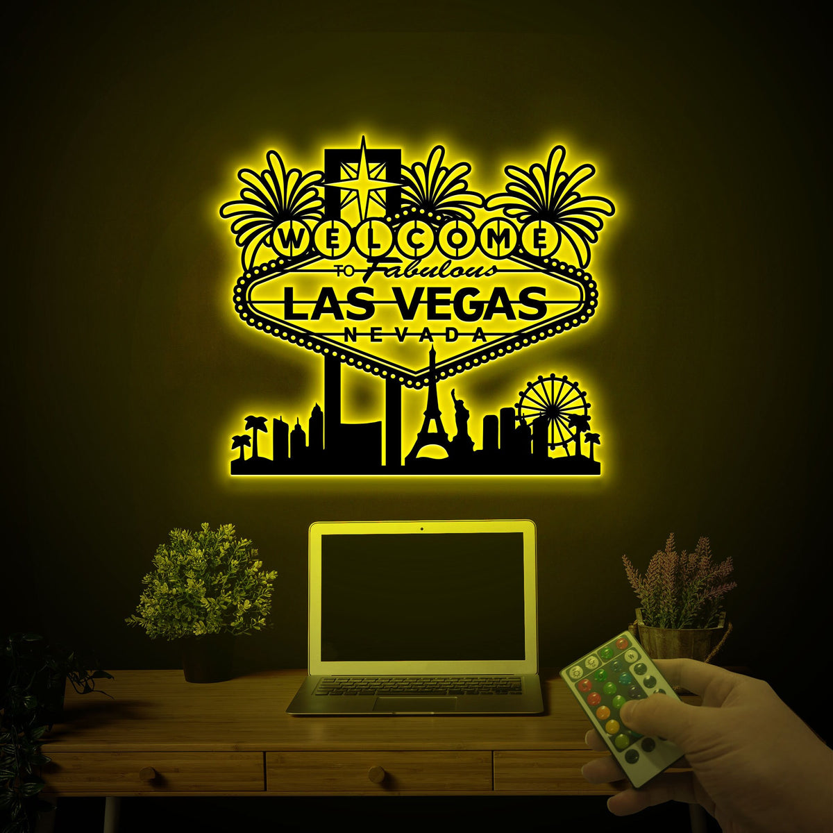 Las Vegas Metal Sign with LED Lights, Nevada Home Decor