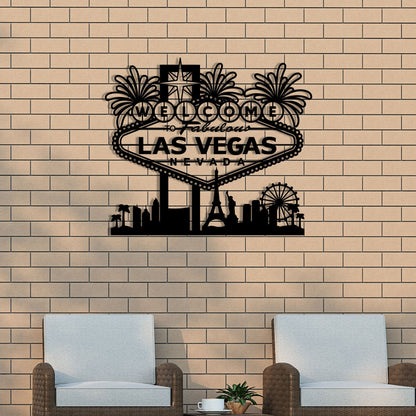 Las Vegas Metal Sign with LED Lights, Nevada Home Decor
