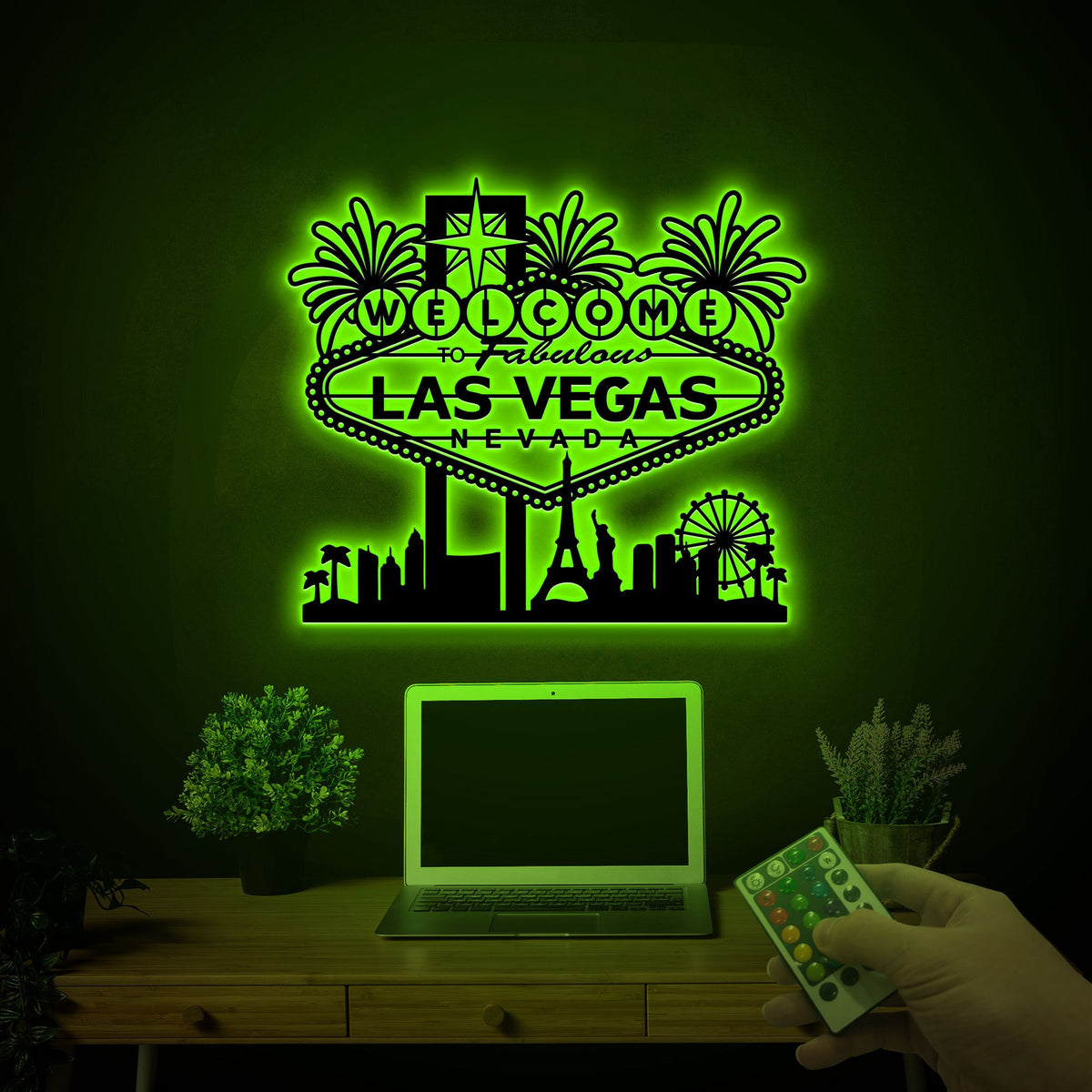 Las Vegas Metal Sign with LED Lights, Nevada Home Decor