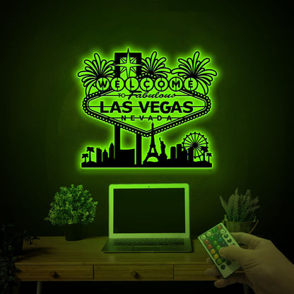 Las Vegas Metal Sign with LED Lights, Nevada Home Decor