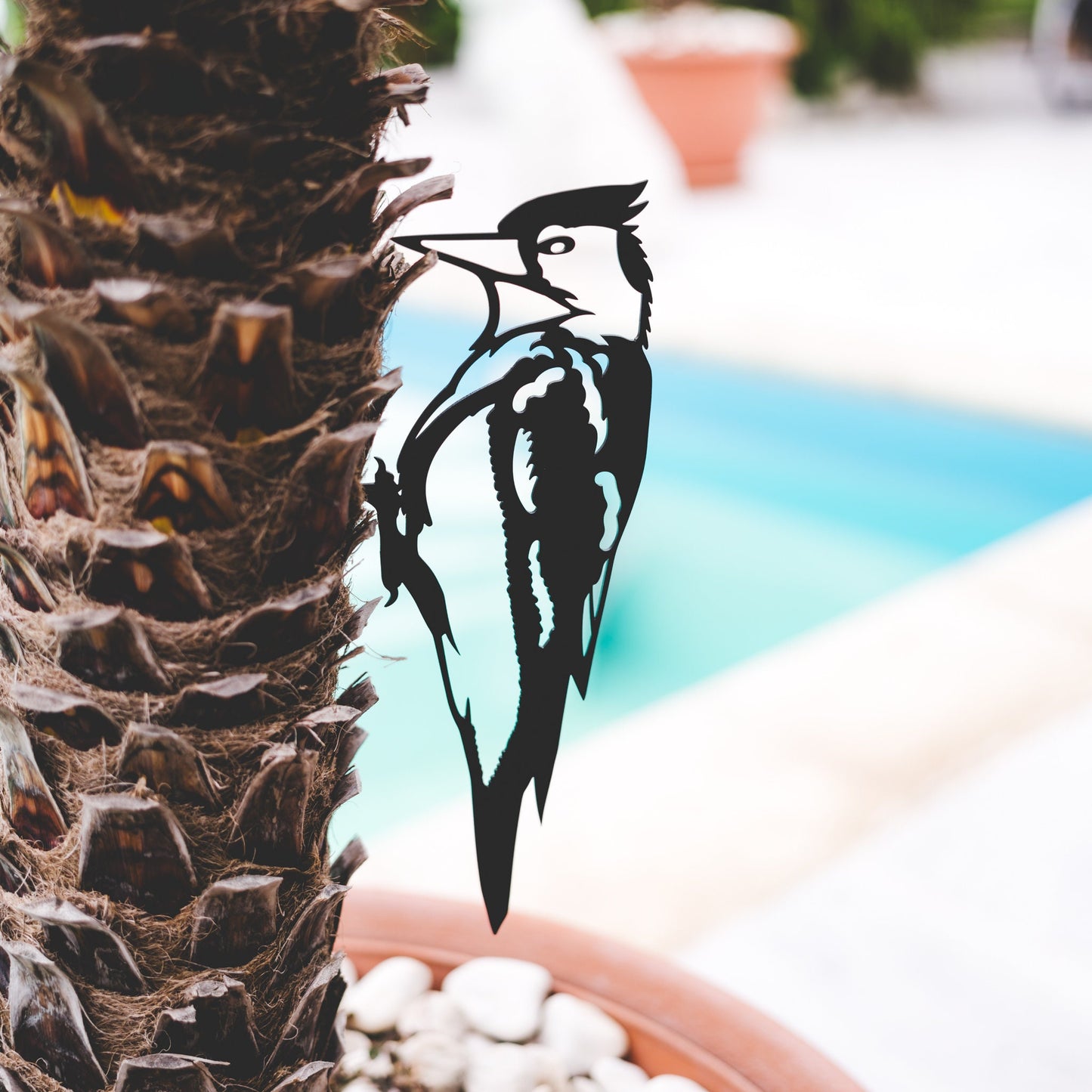 Woodpecker Garden Stake made of Corten Steel | Handcrafted Tree Decoration | Perfect Gift for Birdwatchers | Rustic Garden Decoration