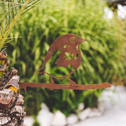 Handcrafted Titmouse Tree Stake | Corten Steel Garden Sign | Perfect Gift for Bird Lovers | Rustic Garden Art | Garden Décor Gift