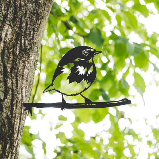 Handcrafted Titmouse Tree Stake | Corten Steel Garden Sign | Perfect Gift for Bird Lovers | Rustic Garden Art | Garden Décor Gift