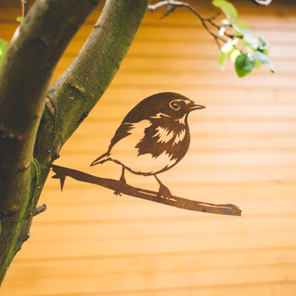 Handcrafted Titmouse Tree Stake | Corten Steel Garden Sign | Perfect Gift for Bird Lovers | Rustic Garden Art | Garden Décor Gift