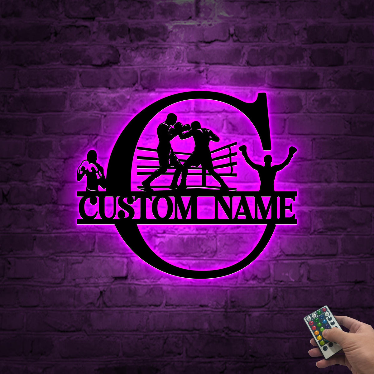 Personalized Boxing Metal Sign, LED Wall Art, Custom Name