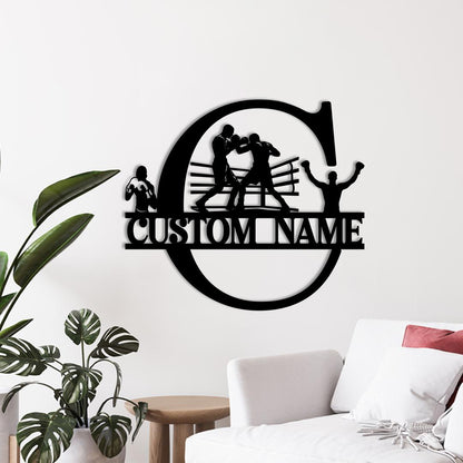 Personalized Boxing Metal Sign, LED Wall Art, Custom Name
