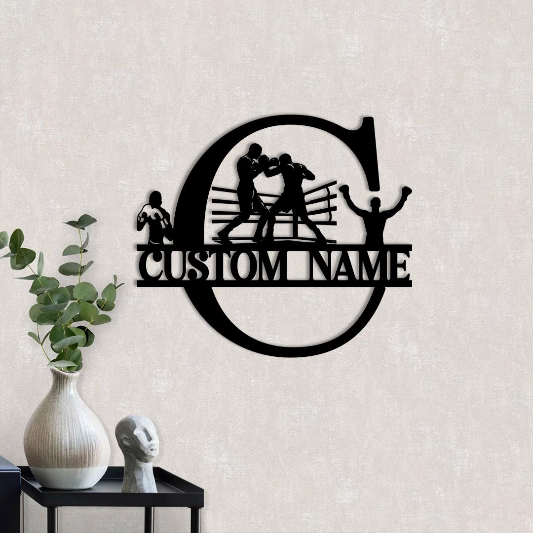 Personalized Boxing Metal Sign, LED Wall Art, Custom Name
