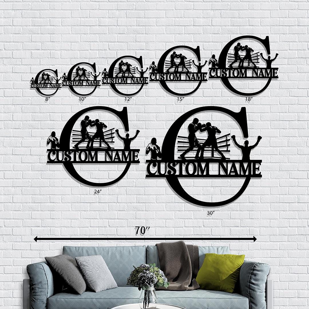 Personalized Boxing Metal Sign, LED Wall Art, Custom Name
