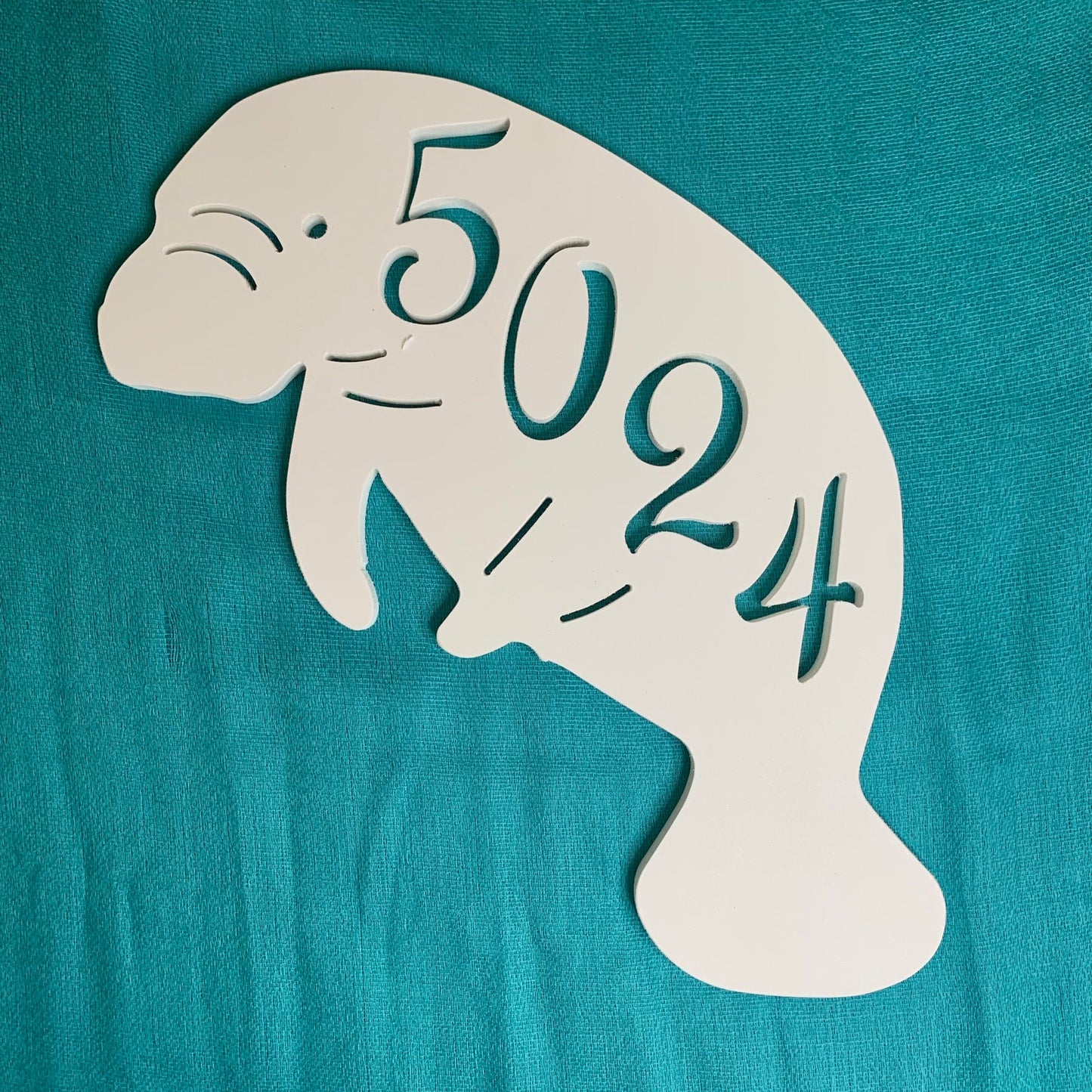 Manatee Address Plaque - Coastal Outdoor Decor, Personalized House Number Sign