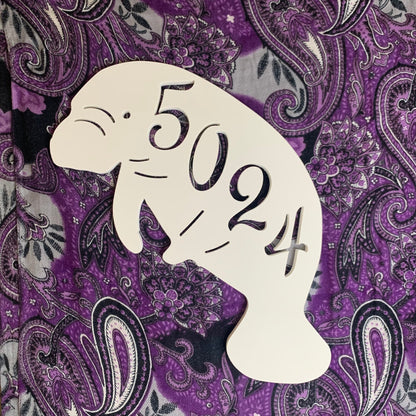 Manatee Address Plaque - Coastal Outdoor Decor, Personalized House Number Sign