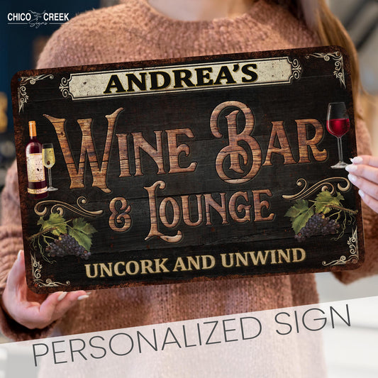 Personalized Wine Bar Sign, Wine Bar Decor, Wine Lover Gifts, Wine Gift, Wine and Bar Decor, Gift For Her, Custom Wine Bar Sign, Wine Cellar