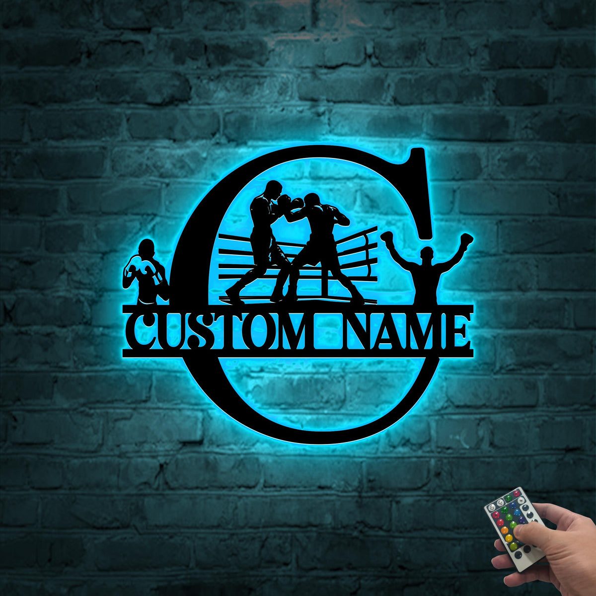 Personalized Boxing Metal Sign, LED Wall Art, Custom Name