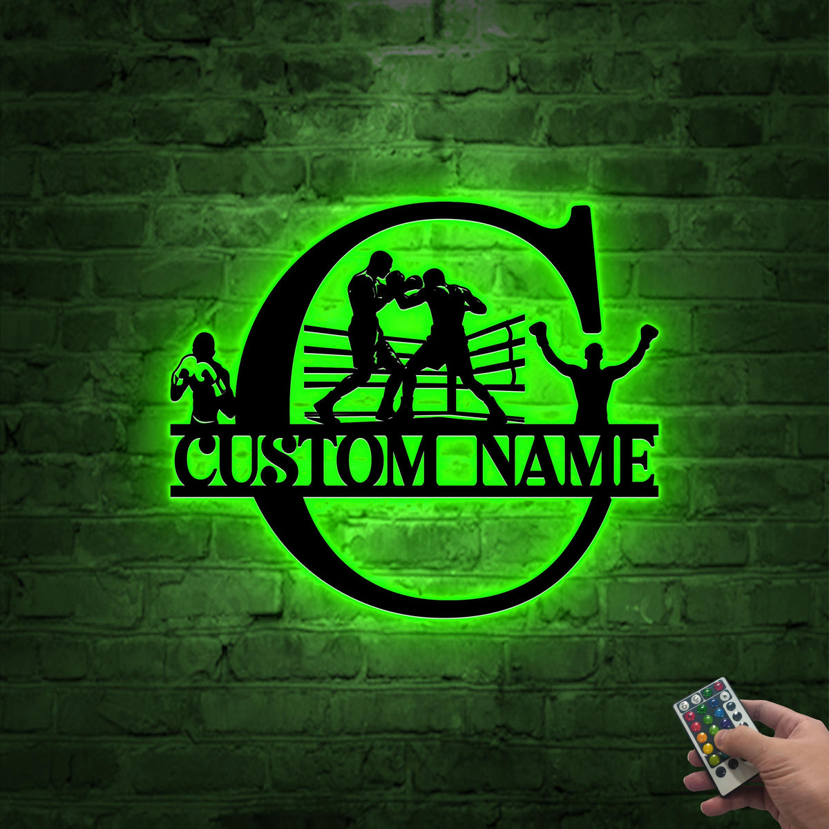 Personalized Boxing Metal Sign, LED Wall Art, Custom Name