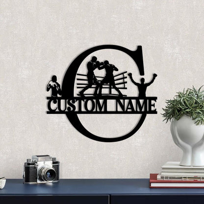 Personalized Boxing Metal Sign, LED Wall Art, Custom Name