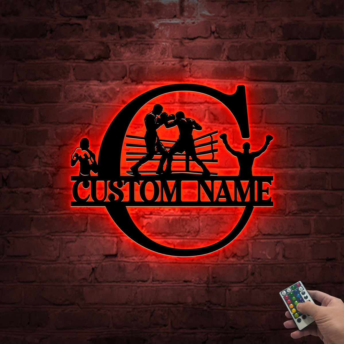 Personalized Boxing Metal Sign, LED Wall Art, Custom Name