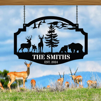 Personalized Metal Cabin Name Sign, Custom Your Cabin Sign, Hunting Gift, Outdoor Decor, Cabin Decor Nature Metal Sign, Man Cave Sign