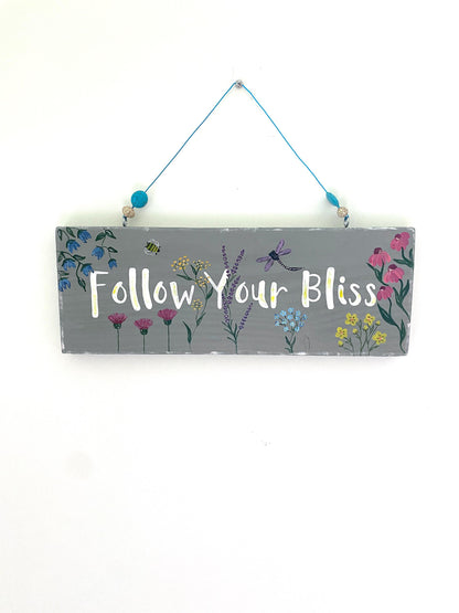 Hand Painted Floral Garden Sign, Butterfly Nature Theme, Custom Wood Decor