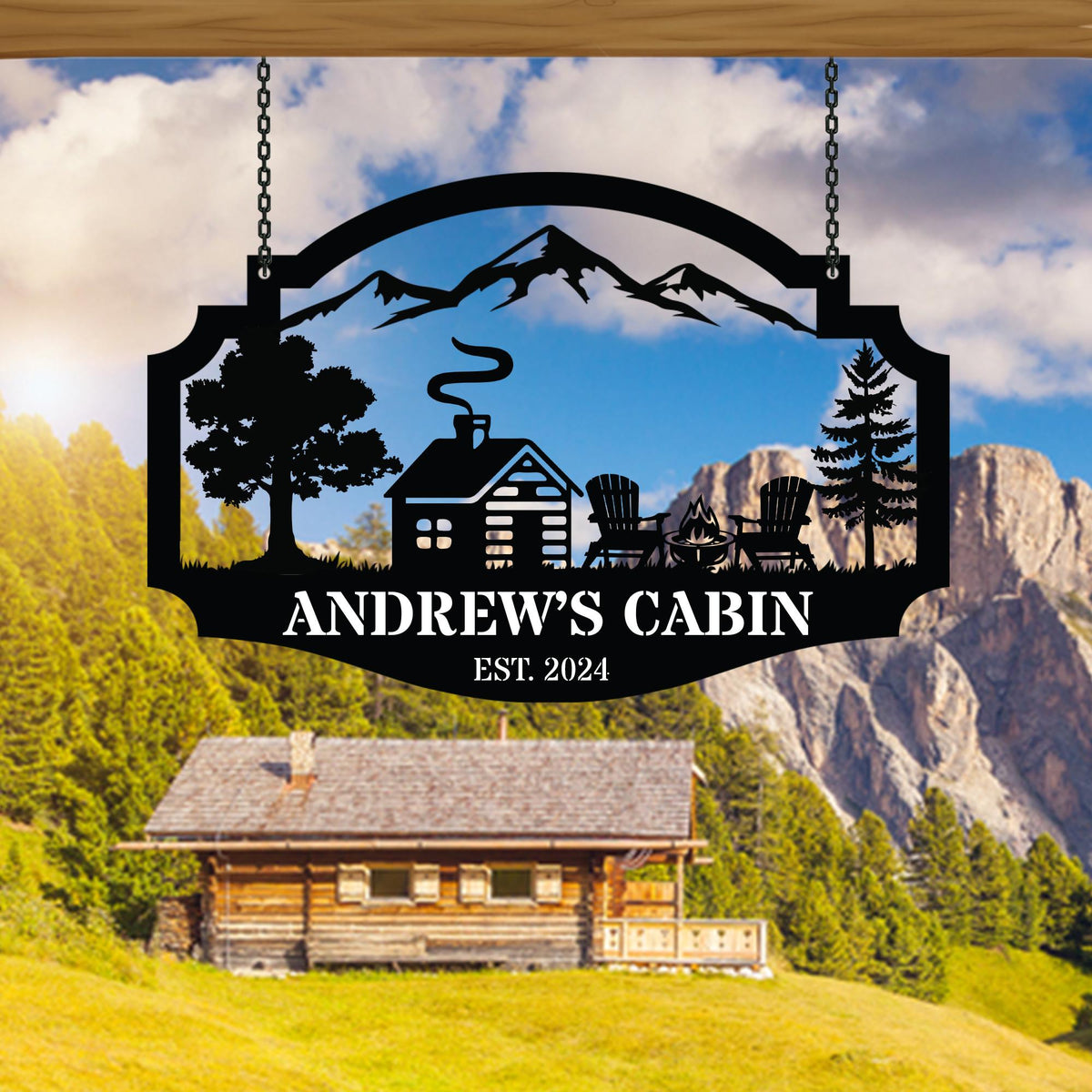 Personalized Metal Cabin Name Sign, Custom Your Cabin Sign, Hunting Gift, Outdoor Decor, Cabin Decor Nature Metal Sign, Man Cave Sign