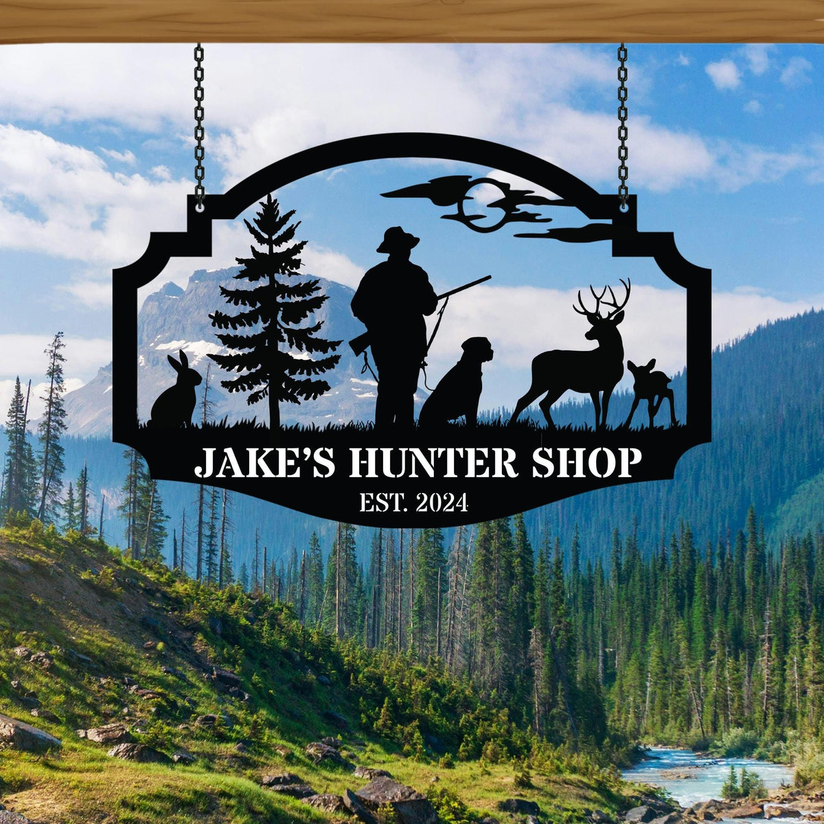 Personalized Metal Cabin Name Sign, Custom Your Cabin Sign, Hunting Gift, Outdoor Decor, Cabin Decor Nature Metal Sign, Man Cave Sign