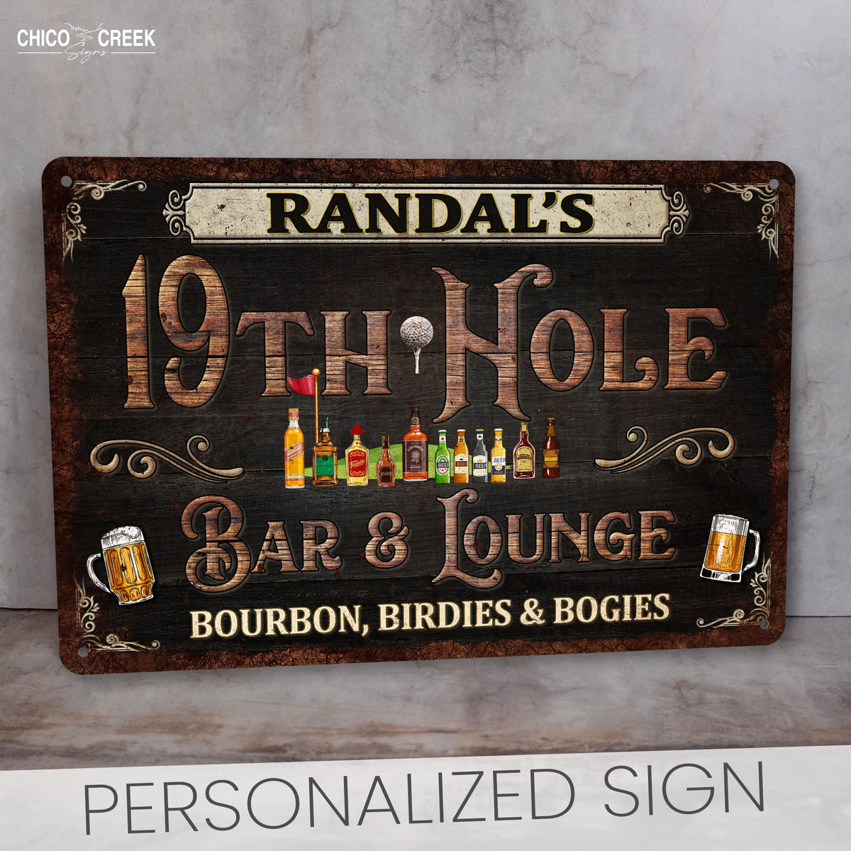 Custom Bar Sign 19th Hole Sign Personalized Gift For Golfer Vintage Home Bar Wall Art Funny Metal Sign Gifts For Dad 108122002191