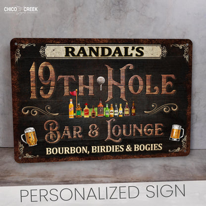 Custom Bar Sign 19th Hole Sign Personalized Gift For Golfer Vintage Home Bar Wall Art Funny Metal Sign Gifts For Dad 108122002191