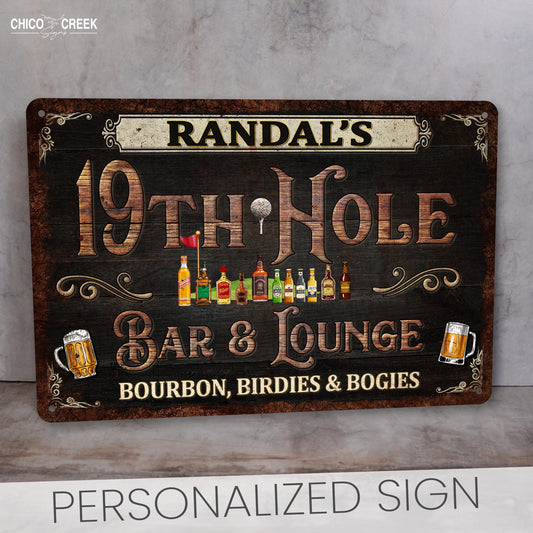 Custom Bar Sign 19th Hole Sign Personalized Gift For Golfer Vintage Home Bar Wall Art Funny Metal Sign Gifts For Dad 108122002191