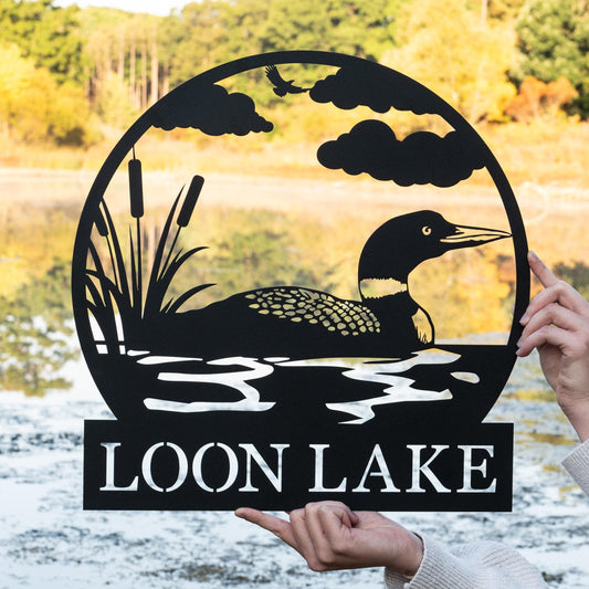 Personalized Loon Duck Name Sign | Metal Loons Sign | Duck Hunter Gifts | Hunting Gifts | Loon Art for Lake House Decor Wildlife Cabin Decor