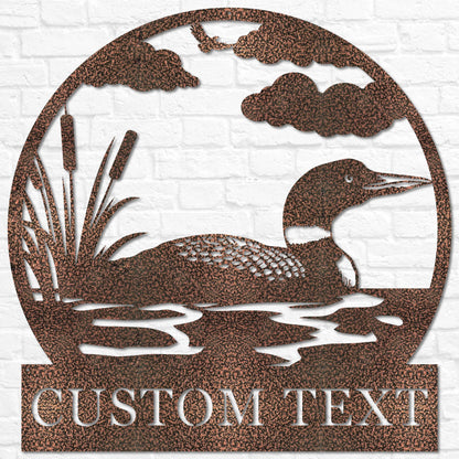 Personalized Loon Duck Name Sign | Metal Loons Sign | Duck Hunter Gifts | Hunting Gifts | Loon Art for Lake House Decor Wildlife Cabin Decor