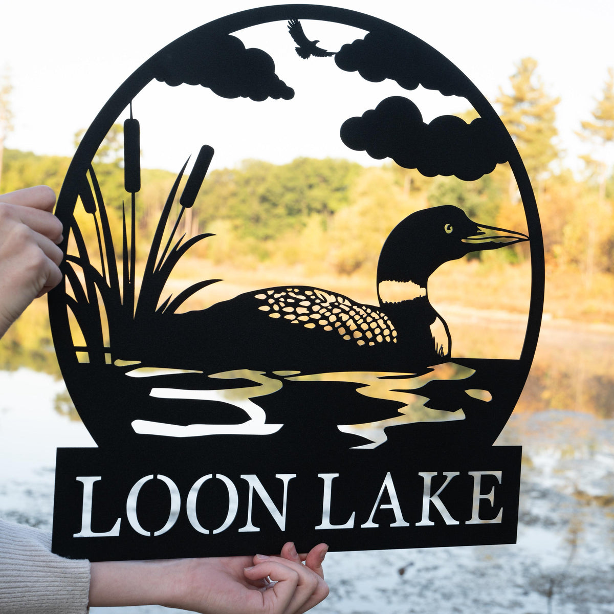 Personalized Loon Duck Name Sign | Metal Loons Sign | Duck Hunter Gifts | Hunting Gifts | Loon Art for Lake House Decor Wildlife Cabin Decor