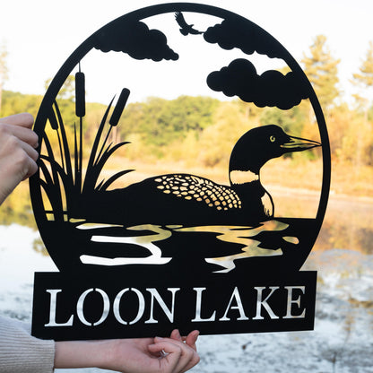 Personalized Loon Duck Name Sign | Metal Loons Sign | Duck Hunter Gifts | Hunting Gifts | Loon Art for Lake House Decor Wildlife Cabin Decor