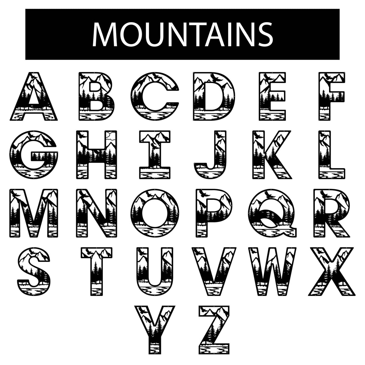 Metal Letter Outdoor Monogram, Mountain Wall Decor, Nature Wall Art, Cabin Decor, Camper Decor, Custom Home Decor Personalized Monogram Gift