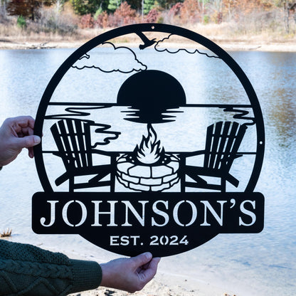 Metal Outdoor Sign | Custom Campfire Sign | Camper Decor | Personalized Camping Gifts Fire Pit Sign Outdoor Decor Cabin Sign | Campsite Sign