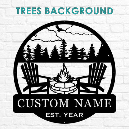 Metal Outdoor Sign | Custom Campfire Sign | Camper Decor | Personalized Camping Gifts Fire Pit Sign Outdoor Decor Cabin Sign | Campsite Sign