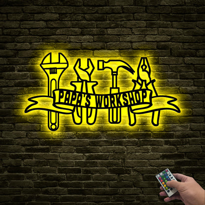 Custom LED Workshop Sign, Personalized Garage Decor, Gift for Dad