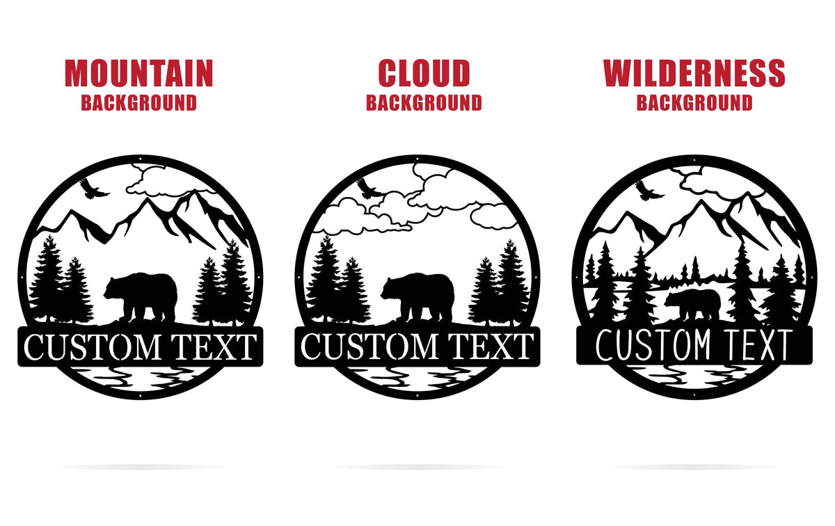 Bear Cabin Sign | Personalized Metal Bear Sign | Cabin Decor | Outdoor Bear Decor | Rustic Cabin Bear Sign | Door Monogram | Rustic Decor