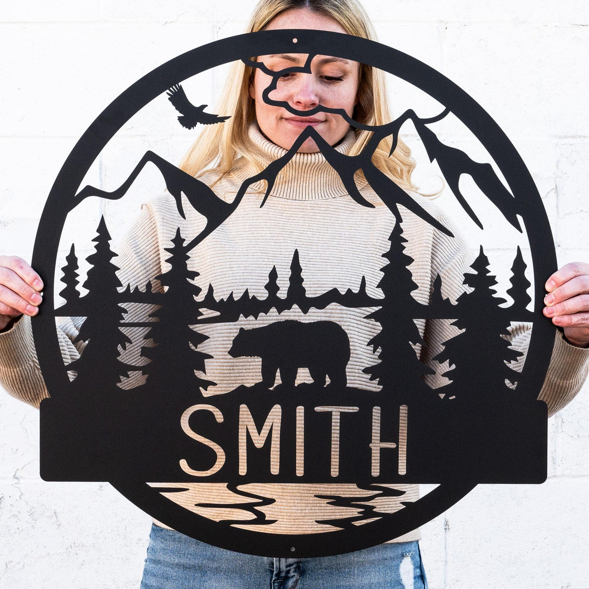 Wilderness Bear Cabin Sign, Mountain Decor Personalized Metal Bear Sign, Cabin Decor, Outdoor Bear Decor, Rustic Cabin Bear Sign, Door Decor