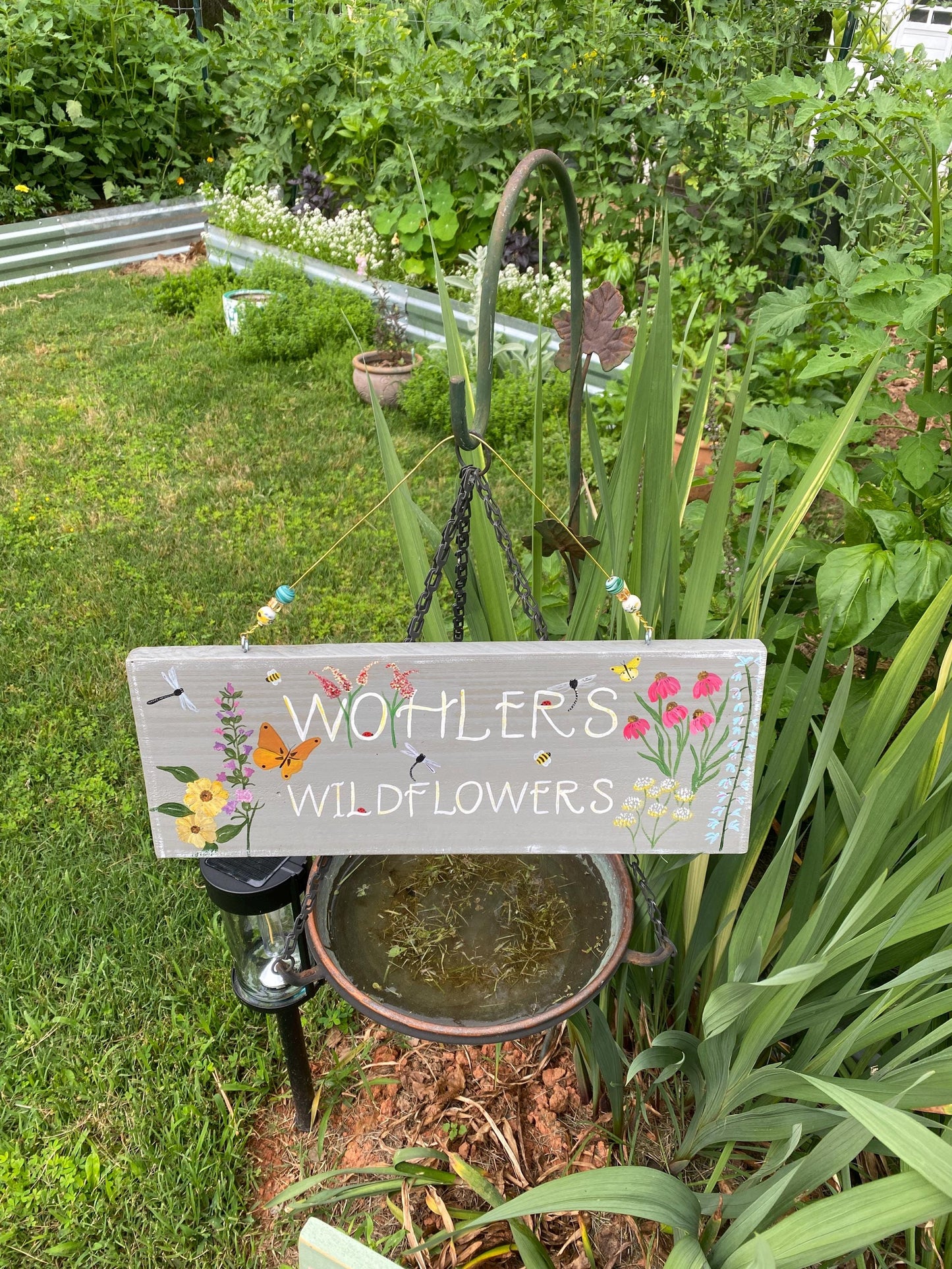 Hand Painted Coneflower Garden Sign, Personalized Wooden Outdoor Decor
