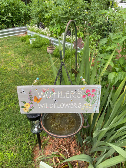 Hand Painted Coneflower Garden Sign, Personalized Wooden Outdoor Decor