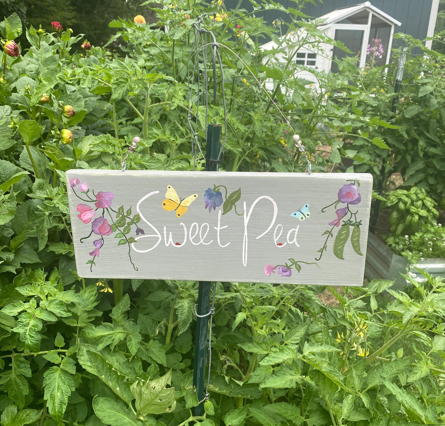 Custom Hand-Painted Residence Sign | Flowers, Bees, Butterflies Garden Decor