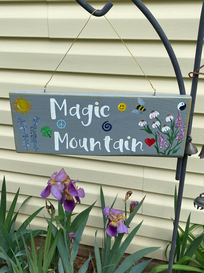 Custom Hand-Painted Residence Sign | Flowers, Bees, Butterflies Garden Decor